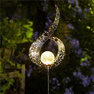 Outdoor Solar Lights Garden Stake Lights, Crackle Glass Globe,Waterproof LED